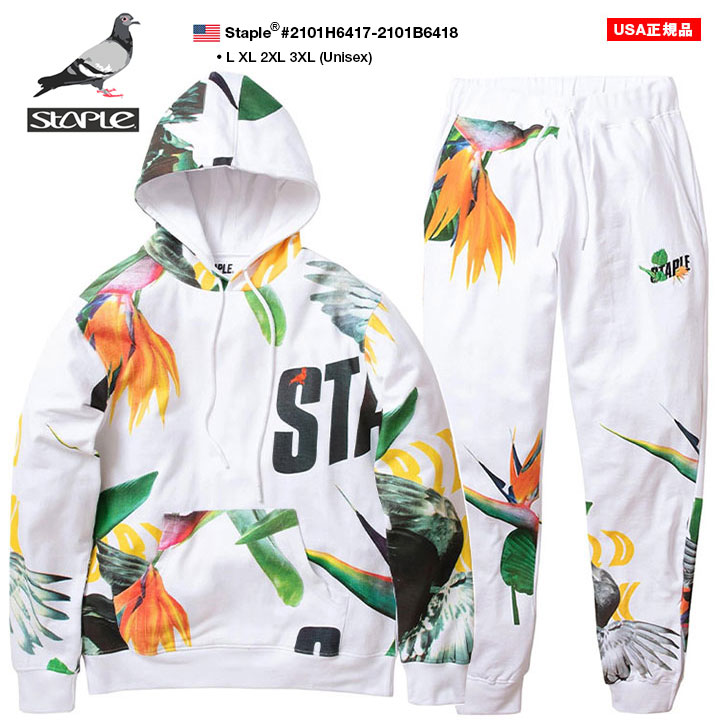 STAPLE セットアップ 長袖 メンズ レディース 春秋冬用 白 L-3XL 大きいサイズ ステイプル 上下セット パーカー スウェット b系 ヒップホップ ストリート系 ファッション ハイ ブランド 服 ギフト【SALE】2101H6417-2101B6418