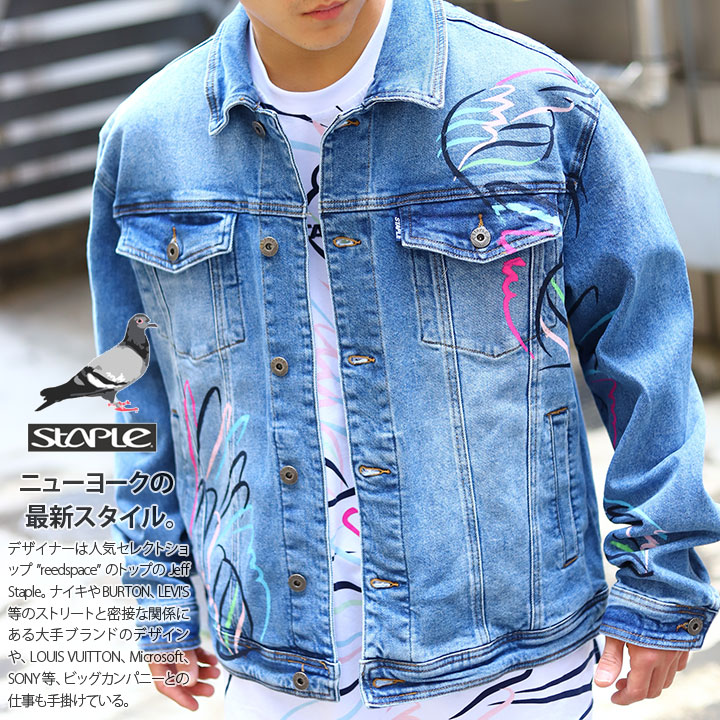 STAPLE セットアップ 長袖 メンズ レディース 春秋冬用 インディゴライトブルー L-3XL 大きいサイズ ステイプル 上下セット デニム ジャケット b系 ヒップホップ ストリート系 ファッション ハイ ブランド 服 ギフト【SALE】2102O6458-2102D6459