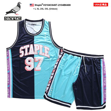 STAPLE セットアップ タンクトップ メンズ レディース 夏用 紺 L-3XL 大きいサイズ ビッグシルエット ステイプル 上下セット アメカジ NY セレブ b系 ヒップホップ ストリート系 ファッション ハイ ブランド 服 2021年 夏新作 2104C6497-2104B6498