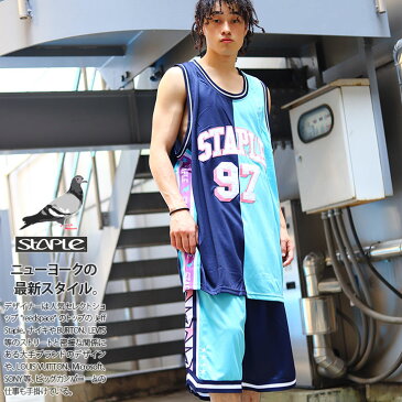 STAPLE セットアップ タンクトップ メンズ レディース 夏用 紺 L-3XL 大きいサイズ ビッグシルエット ステイプル 上下セット アメカジ NY セレブ b系 ヒップホップ ストリート系 ファッション ハイ ブランド 服 2021年 夏新作 2104C6497-2104B6498
