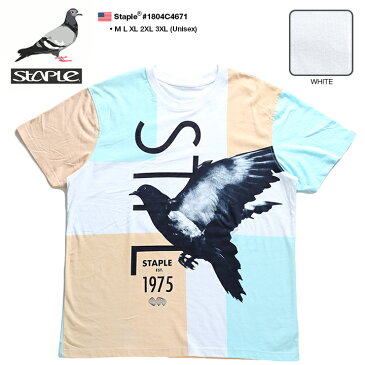 【送料無料】 ステイプル STAPLE Tシャツ 半袖 【1804C4671】 かっこいい ビッグシルエット 切替 鳩 総柄 白 アメカジ M L XL 2L LL 2XL 3L XXL 3XL 4L XXXL b系 ヒップホップ ストリート系 ファッション 服 メンズ レディース 大きいサイズ 正規品 【楽ギフ_包装】