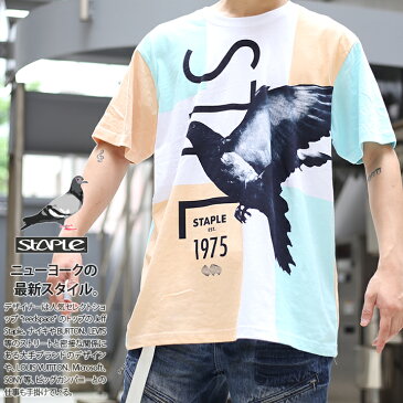 【送料無料】 ステイプル STAPLE Tシャツ 半袖 【1804C4671】 かっこいい ビッグシルエット 切替 鳩 総柄 白 アメカジ M L XL 2L LL 2XL 3L XXL 3XL 4L XXXL b系 ヒップホップ ストリート系 ファッション 服 メンズ レディース 大きいサイズ 正規品 【楽ギフ_包装】