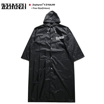 ゼファレン Zephyren レインコート 長袖 レインポンチョ レインウェア 雨合羽 カッパ 雨具 メンズ レディース 黒 男女兼用 b系 ヒップホップ ストリート系 ファッション ブランド 服 かっこいい おしゃれ 大人気 ロング丈 ブランドロゴ ロック バンド系 パンク Z16AJ09