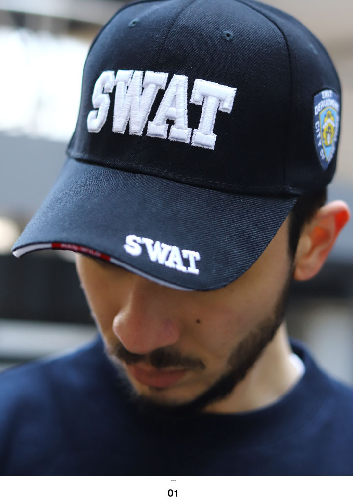 SWAT キャップ ローキャップ メンズ レディース 春夏秋冬用 黒 零 ZERO 帽子 ボールキャップ CAP NYPD ニューヨーク市警察 ニューヨーク市警 ロゴ 刺繍 ワッペン パッチ ミリタリーキャップ かっこいい おしゃれ 2021年 夏新作 ZR-CA-SB-015