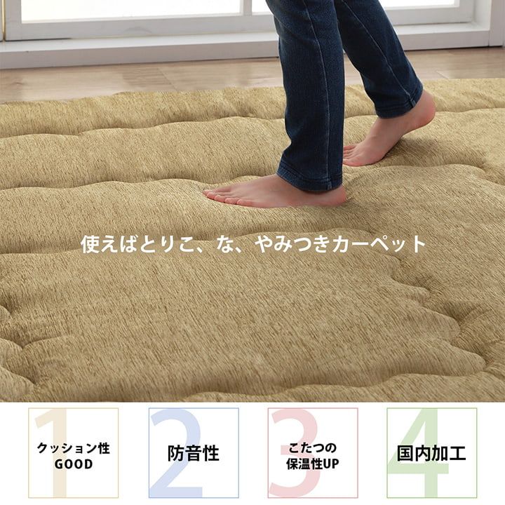 本家屋のこたつ布団 長方形 小さめ 撥水ラグ ふっくらタイプ 約130×190cm[13]｜アングル2