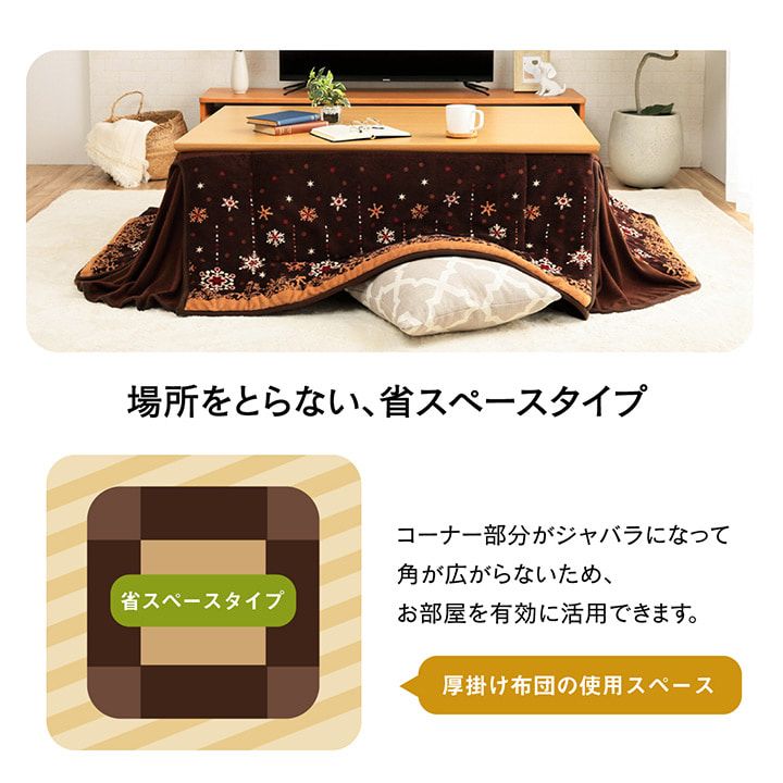 こたつ布団 おしゃれ 省スペース 長方形 ノルディック柄 電気代節約 ふわふわ なめらか 約 180×220cm[13] [3]