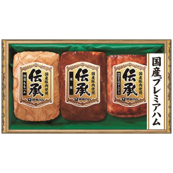 ポイント「伝承」は国産豚肉を原料とし、創業者「伊藤傳三」のハムづくりの想いを込めました。※写真はイメージです。内容・デザイン等変更になる場合があります。予めご了承ください。箱サイズ30.7×7×17cm現品サイズ・内容特選(ももハム220g・炙り焼ポークローフ160g)・焼豚230g各1本重さ790g製造生産地日本製賞味期間冷蔵55日・賞味目安約27日アレルゲン卵・乳成分・小麦備考※11月下旬よりお届けになります。 ※「のし」や「包装」については、対応できる商品と対応できない商品がございます。ご購入前に、お気軽にお問い合わせください。通常、簡易包装に直に送り状を貼ってお送りいたします。【伊藤ハム 商品一覧】伝承ギフト DKC-35 伝承ギフト DKS-35 伝承ギフト DKS-55 伝承献呈うす塩仕上げギフト GMU-36 伝承献呈うす塩仕上げギフト GMU-43 伝承献呈うす塩仕上げギフト GMU-77 伝承献呈ギフトセット GM-40 伝承献呈ギフトセット GM-400 伝承献呈ギフトセット GM-560 伝承献呈ギフトセット GM-57 伝承献呈ギフトセット GMF-42 伝承献呈ギフトセット IGM-30 伝承献呈ギフトセット IGM-300 伝承献呈ギフトセット IGM-508 伝承献呈ギフトセット TAV-39A 田崎真也セレクション クリームチーズ入りハンバーグギフト(キリクリームチーズ使用) CH-31 田崎真也セレクションギフト YO-480 田崎真也セレクションギフト YOP-48伊藤ハム 伝承ギフト DKC-35 ギフト お歳暮 送料無料 【産直】【注意事項】メーカー直送の商品となりますので、「代金引換」払いは不可となります。ご了承ください。お届け先が、北海道、沖縄、離島になる場合、別途送料が必要になる場合がございます。