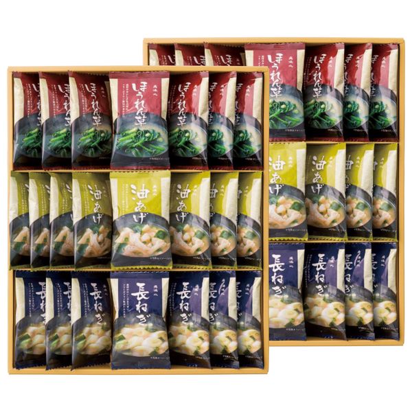 ポイントお湯を注ぐだけで、本格的な味わい。信州の米味噌、鰹と昆布の旨みたっぷりの合わせだしを使用したフリーズドライ味噌汁は、常温で長期保存も可能です。※写真はイメージです。内容・デザイン等変更になる場合があります。予めご了承ください。箱サイズ31.4×9.3×37.1cm現品サイズ・内容フリーズドライ味噌汁(油あげ7.2g×16個・ほうれん草6.2g・長ねぎ6.3g各14個)重さ1200g製造生産地日本製賞味期間製造日より常温約450日備考 ※「のし」や「包装」については、対応できる商品と対応できない商品がございます。ご購入前に、お気軽にお問い合わせください。通常、簡易包装に直に送り状を貼ってお送りいたします。【 美味心 商品一覧】 フリーズドライ味噌汁ギフト MSA-AS フリーズドライ味噌汁ギフト TK-BES フリーズドライ味噌汁ギフト TK-BOS フリーズドライ味噌汁ギフト TK-COS フリーズドライ味噌汁ギフト TK-DOS フリーズドライ味噌汁ギフト TK-EOS 極 お吸い物＆みそ汁ギフト GZ-BES 極 お吸い物＆みそ汁ギフト GZ-BOS 極 お吸い物＆みそ汁ギフト GZ-COS 極 お吸い物＆みそ汁ギフト GZ-EOS 匠膳の味わい SA-C 和風バラエティギフト EM-COS 和風バラエティギフト EM-DOS 和風バラエティギフト EM-EOSapide 美味心 フリーズドライ味噌汁ギフト TK-EOS ギフト お歳暮 送料無料【注意事項】メーカー直送の商品となりますので、「代金引換」払いは不可となります。ご了承ください。お届け先が、北海道、沖縄、離島になる場合、別途送料が必要になる場合がございます。