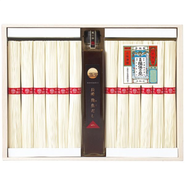 Somen - 菅哉物産 揖保乃糸 揖保乃糸上級・長崎飛魚だしつゆ詰合せ AJT-50 お中元 贈り物 送料無料[24]