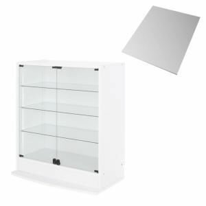 LED付きコレクションラック ワイド 本体 両開きタイプ 背面ミラー1枚セット 奥行39[00]