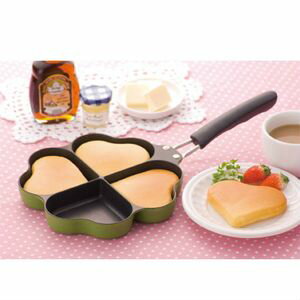 クローバー型フライパン しあわせを呼ぶ四つ葉のフライパン グリーン 200VIH対応【代引不可】 [01]