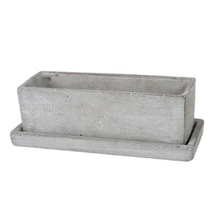 サイズポット：約 幅22×奥行8×高さ7（cm）受皿：約 幅24×奥行10×高さ2（cm）材質コンクリート備考　【カラー】プレーン　【生産国】中国製　■■その他■■※底穴：2箇所※こちらの製品はハンドメイドの為、形・サイズ・焼き色等に個体差...