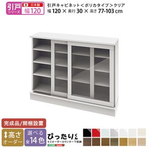 【ポイント4倍】【引戸シリーズ】セミオーダーカウンター下収納ぴったりくん キャビネット(ポリカタイプ クリア) 幅120cm×奥行30cm[L][03]