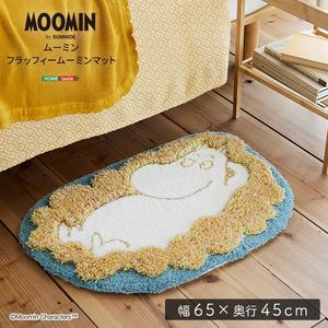 MOOMIN ムーミン フラッフィームーミンマット 45×65cm 北欧 おしゃれ マット ミニ おしゃれ ブルー 変形 ふわふわ もこもこ 日本製 防ダニ 床暖房対応 耐熱 滑り止め 玄関[03]