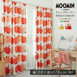 Rakuten - ドレープカーテン 100×178cm ムーミン カーテン レース 北欧 MOOMIN 洗える リンゴ 1枚入 おしゃれ ウォッシャブル リビング[03]