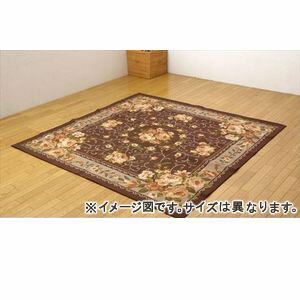 【ポイント4倍】ナイロン 花柄 簡易カーペット 『撥水キャンベル』 ブラウン 約200×300cm 1340560062303 [13]