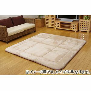 【ポイント4倍】国産固綿40mm使用 フランネル生地 ふっくら敷 『スムースF敷』 ベージュ 約190×190cm　ラグ 1161580020809 [13]