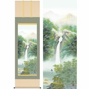 清風情景／せいふうじょうけい　尺八　幅54.5×高さ約190cm　小林秀峰／こばやししゅうほう　年中飾り　山水画　情景　夏掛け 掛け軸