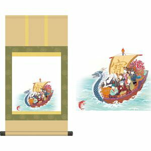 七福神巡礼／しちふくじんじゅんれい　半切（短） 小掛　幅31×高さ約60cm　　納経集印掛軸 掛け軸 掛軸 [20]