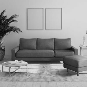 カジュアルに、それでいて品のあるファブリックカバータイプのソファ。モダン空間との相性がよく、リビングをくつろぎの空間へ変えます。