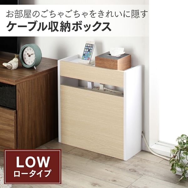 ケーブル・コンセントタップ・ルーター収納_LOW ロータイプ フタ付き ルーター モ...