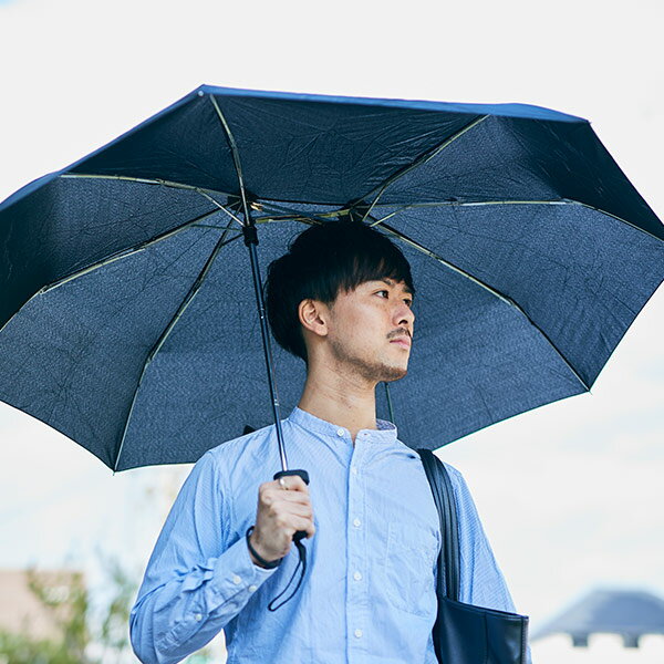 ●ポイント10倍●折りたたみ傘　晴雨兼用　軸をずらした傘　シェアリー　Sharely　ネイビー　【代引不可】 [01]