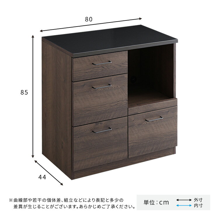 日本製 特殊鋼板を使ったキッチンカウンター(引き出しタイプ) 80cm幅[03] [2]