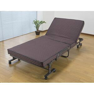 本家屋のコンパクト折りたたみベッド（完成品） TS-801-1S (ブラウン) 14段階リクライニング　キャスター付き　省スペース　シングル　ブラウン [04]｜アングル2