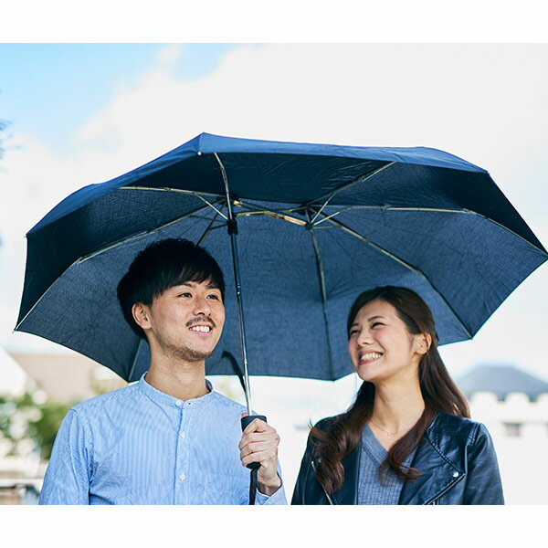 ●ポイント10倍●折りたたみ傘　晴雨兼用　軸をずらした傘　シェアリー　Sharely　ネイビー　【代引不可】 [01]