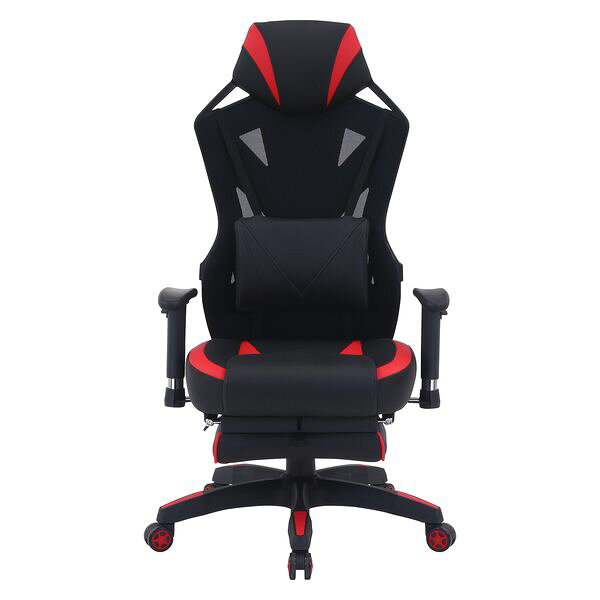 メッシュゲーミングチェア レイズ フットレスト付キRD レッド (入数:1点)[09] [3]