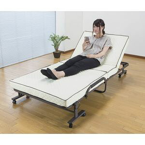 本家屋のコンパクト折りたたみベッド（完成品） TS-801-1S (ブラウン) 14段階リクライニング　キャスター付き　省スペース　シングル　ブラウン [04]｜アングル3