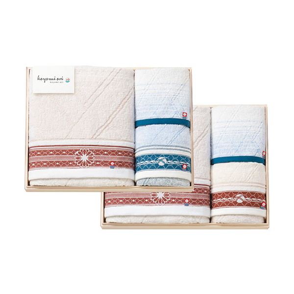 今治タオル koyomi ori タオルセット(国産木箱入) バスタオル・フェイスタオル・ウォッシュタオル(33×30cm)×各2 B1145598[21]