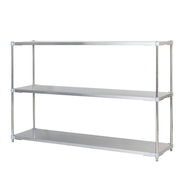 ステンレス シェルフ 46×150cm 3段 H120cm 日本製 耐錆 耐薬性 耐久性 冷蔵 冷凍 高温多湿対応 収納棚 オープンラック 組立式[21]