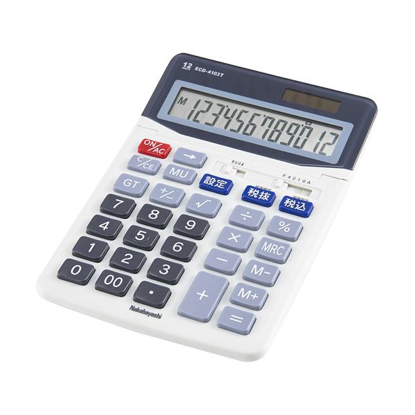 ナカバヤシ 電卓デスクトップスタンダードL ライトグレー ECD-4103TLG[21]