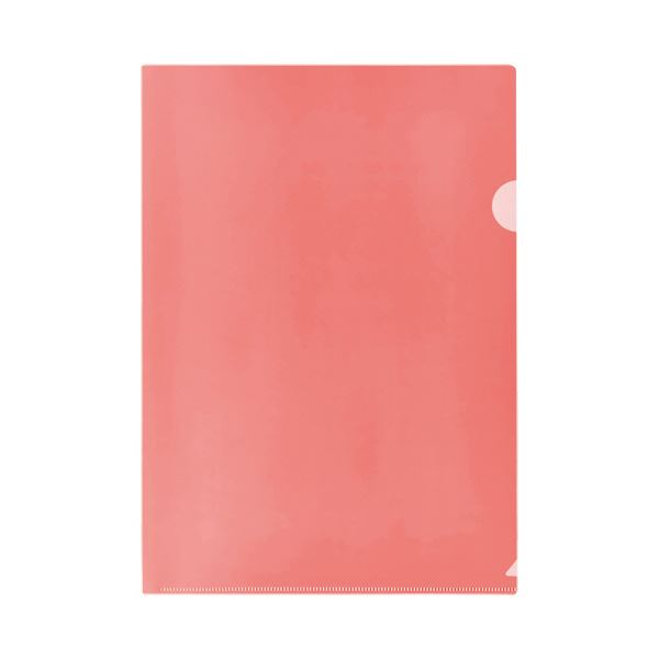 （まとめ） TANOSEEカラークリアホルダー 薄型エコノミータイプ A4 レッド 厚さ0.15mm 1パック（10枚）..