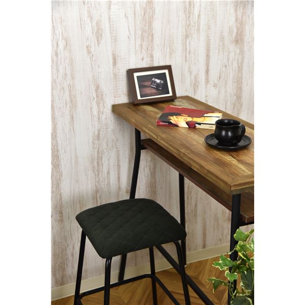 カウンターテーブル 幅98cm スチールフレーム 棚付き 組立品【代引不可】[21] [3]