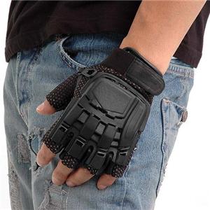 SWAT プロテクトタイプ グローブ 手袋 S フィンガーレス ブラック 牛革 ポリウレタン 特殊部隊 ミリタ..