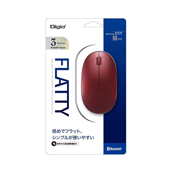 Digio デジオ FLATTY フラッティ Bluetooth 3ボタン BlueLEDマウス レッド MUS-BKT154R[21]