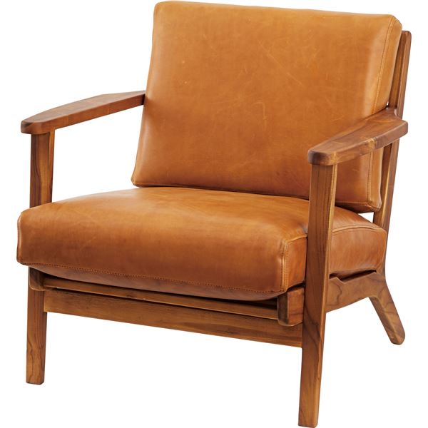 ソファー 1人掛け 約幅69cm キャメル 木製 本革 合皮 肘付き 完成品 リビング ダイニング インテリア家..