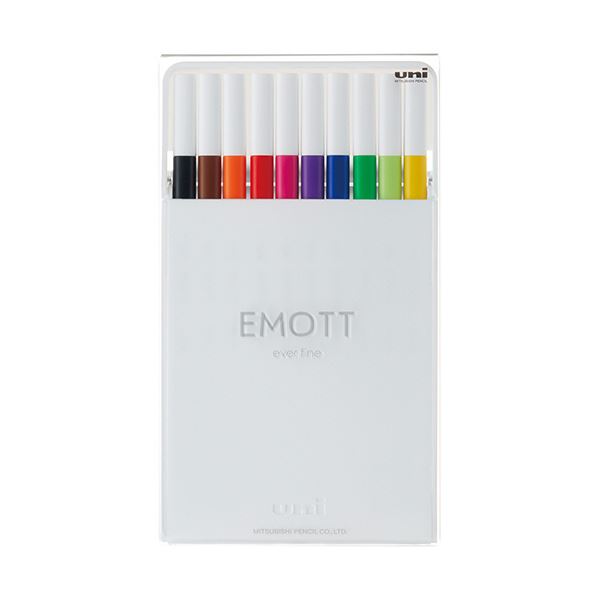 三菱鉛筆 水性サインペン EMOTT10色セット No.1 スタンダードカラー PEMSY10C.NO1 1パック[21]