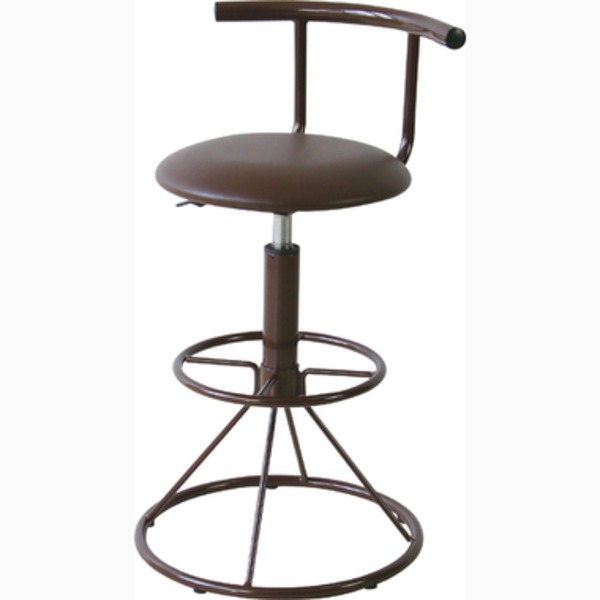 ハイチェア/カウンターチェア【キリク】 昇降・回転式 スチール/合皮 背もたれ付き PC-105BR ブラウン[21]