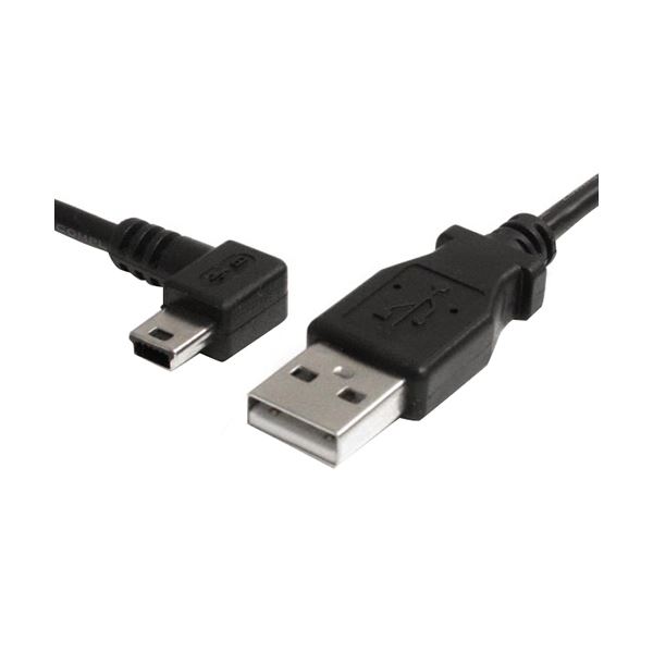 （まとめ） StarTech.com ミニUSB変換ケーブル miniUSB左向きL型 1.8m USB A（オス）-USB mini-B（オス）ブラック USB2HABM6LA 1本 