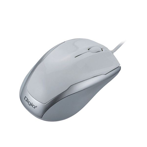 【5個セット】 Digio デジオ 場所を選ばず使える 有線3ボタンBlueLEDマウス ホワイト MUS-UKT92WX5[21]