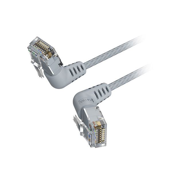 【5本セット】 VENTION Cat.6a LANケーブル UTP 直角コネクタ 360°スイングタイプ グレー 2m グレー IB-0293X5[21]
