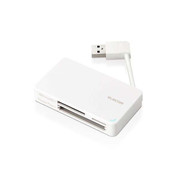 【5個セット】 エレコム USB2.0対応メモリカードリーダー/ケーブル収納型タイプ ホワイト MR-K304WHX5[..