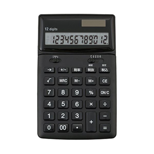 （まとめ）アスカ 抗菌電卓 ブラック C1249BK 1台【×2セット】[21]