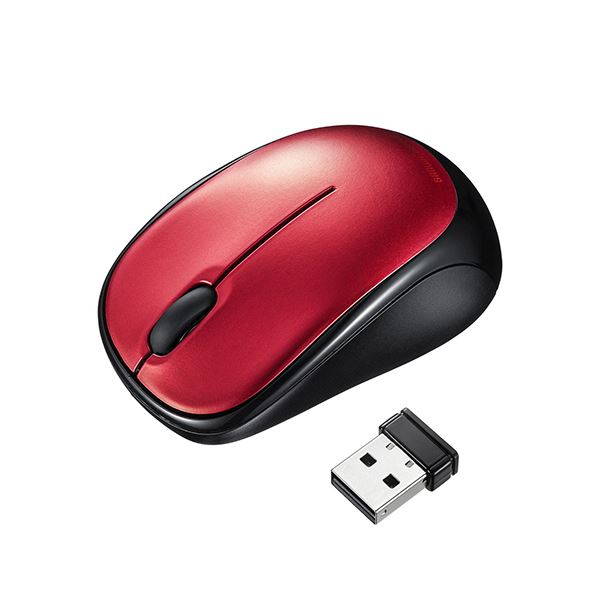 サンワサプライ静音ワイヤレスブルーLEDマウス レッド MA-WBS311R 1個[21]
