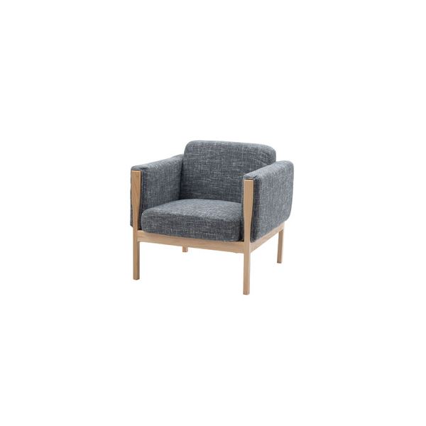 ソファー 1人掛け 約幅81×奥行76×高さ75×座面高40cm グレー 木製フレーム 肘付き 完成品 リビング ダイニング【代引不可】[21](3)