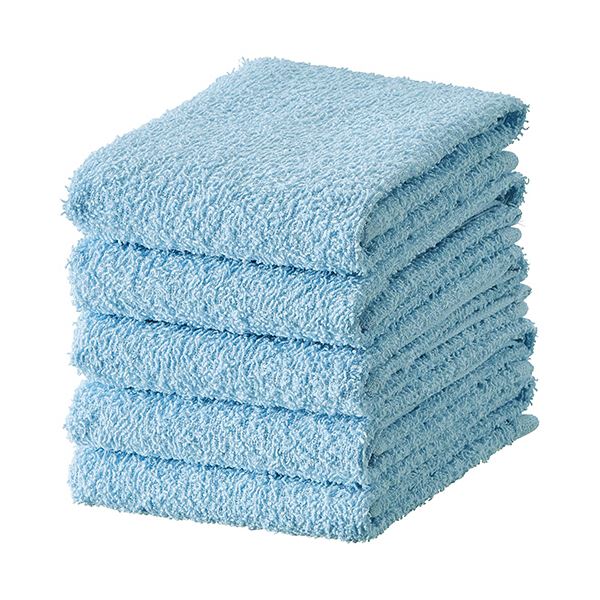 （まとめ） TANOSEEおしぼりタオル ブルー 1パック（10枚） 【×3セット】[21]