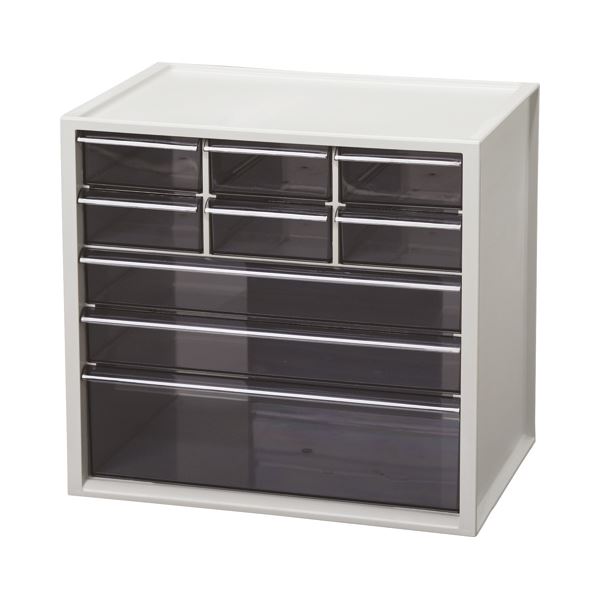アイリスオーヤマ小物キャビネット 引出し9個 ライトグレー KC-350DR 1台[21]